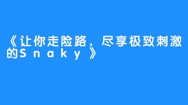 《让你走险路，尽享极致刺激的Snaky》