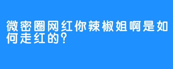 微密圈网红你辣椒姐啊是如何走红的？