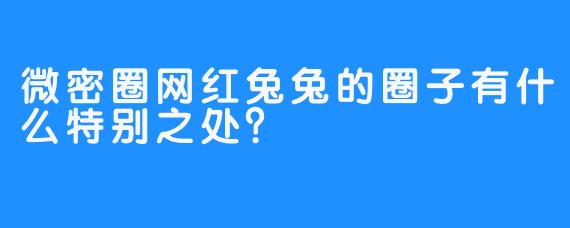 微密圈网红兔兔的圈子有什么特别之处？