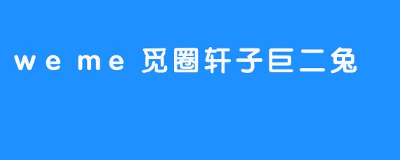 探索“weme觅圈”与轩子巨二兔的数字娱乐新体验